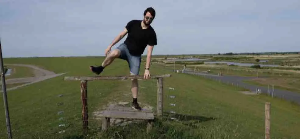 chema jumping outdoors