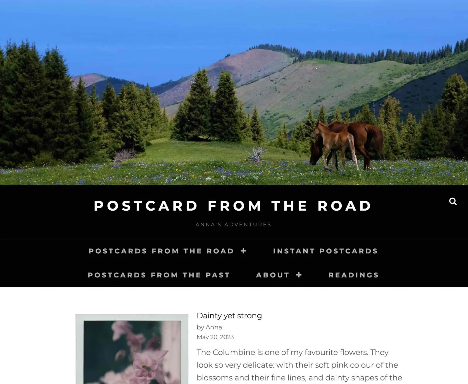 Postcard from the Road website